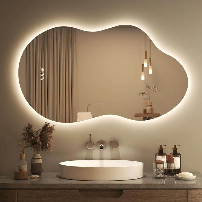 Smiror 40x24 Irregular Backlit Led Lighted Bathroom Vanity Mirror