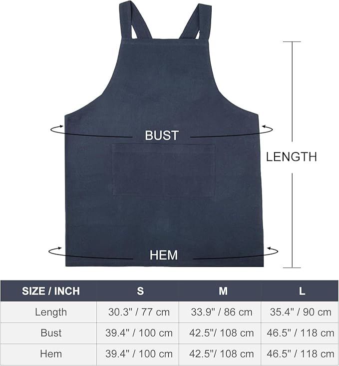 ELEZAY Aprons for Women with Pockets Plus Size Comfort Cross Back No Tie Cotton - Image 7