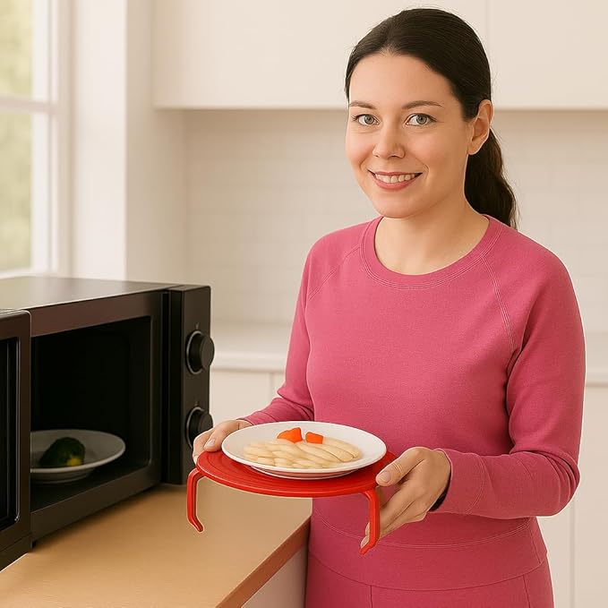 Microwave Multipurpose 4 in 1 Tray Stand Rack Splatter Guard Carry Tray - Image 3
