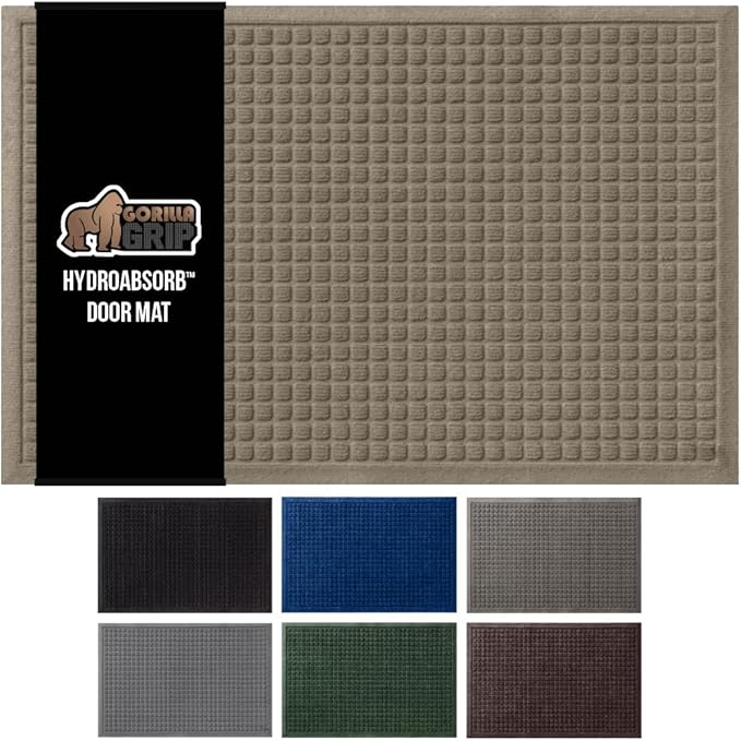 GORILLA GRIP® Ultra Absorbent Front Door Mat Outside Entrance, Traps Dirt and by GorillaGrip