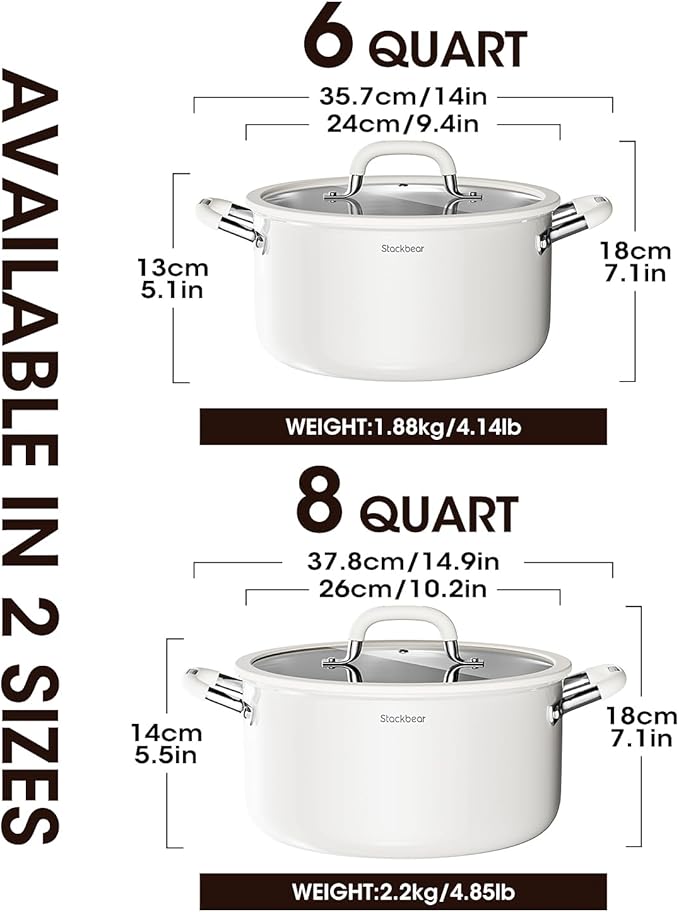 Stockpot 8 Quart, Tri-Ply 18/10 Stainless Steel Stock Pot - Image 2