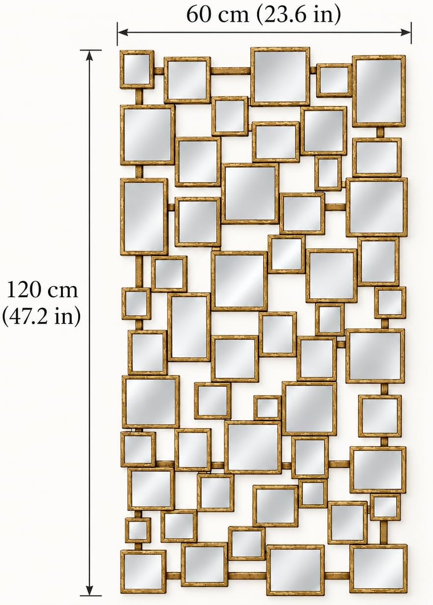 Large Modern Accent Wall Mirror for Living Room Gold 23.6"x47" Meta...