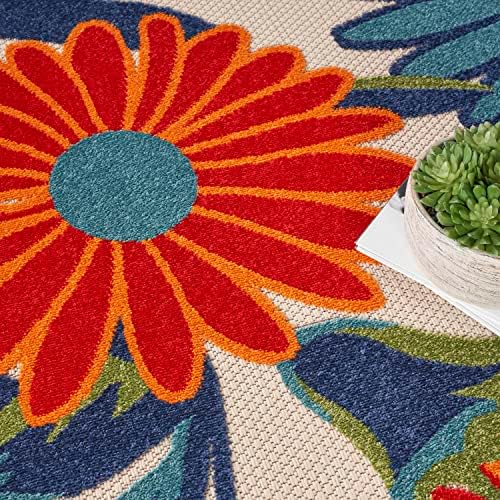 Nourison Home Aloha Multicolor 7'10" x Round Area Rug - Easy Clean, ...