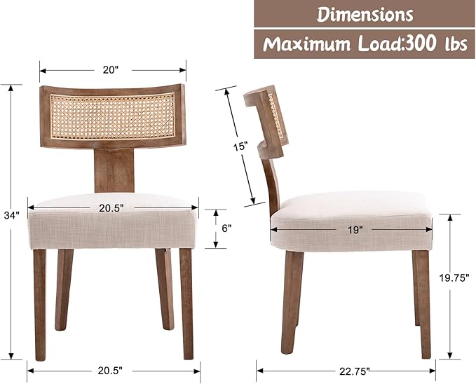 Upholstered Farmhouse Dining Chairs Set of 4 Mid Century Modern Dining Room C...