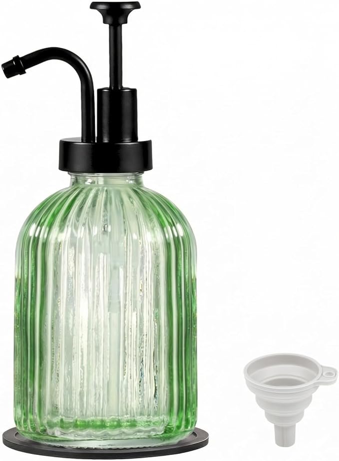 SheeChung Green Glass Soap Dispenser, 12 Oz Liquid Hand Soap Dispenser by SheeChung
