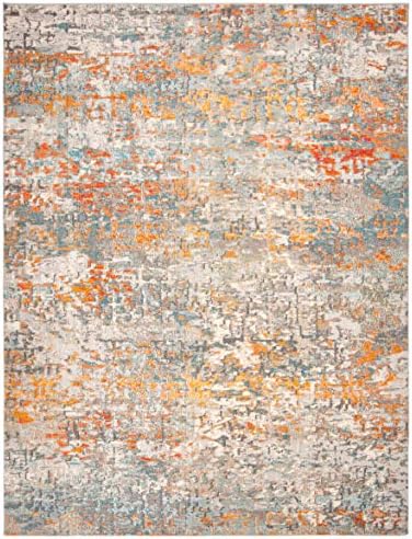 SAFAVIEH Madison Area Rug 8'x10', Modern Grey & Orange MAD460F