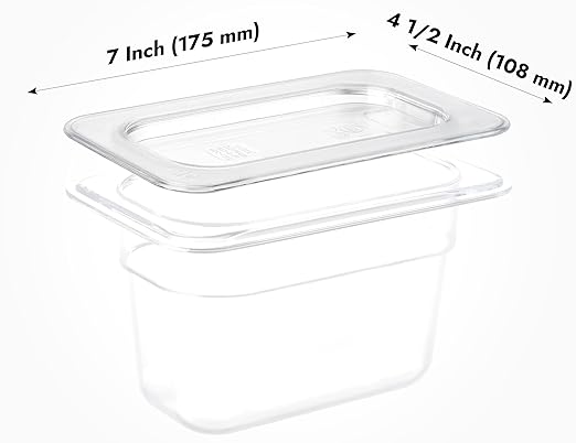 CURTA 6 Pack NSF 1/9 Size Food Pan Cover, Dishwasher & Freezer Safe Plastic - Image 2