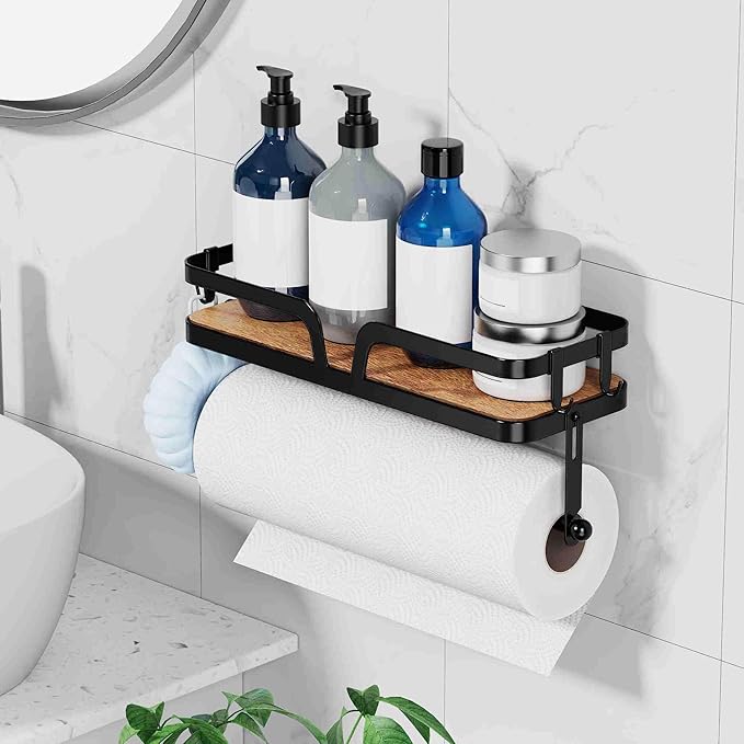 Taozun Paper Towel Holder Wall Mount, Kitchen Paper Holder Spice Rack Black - Image 7