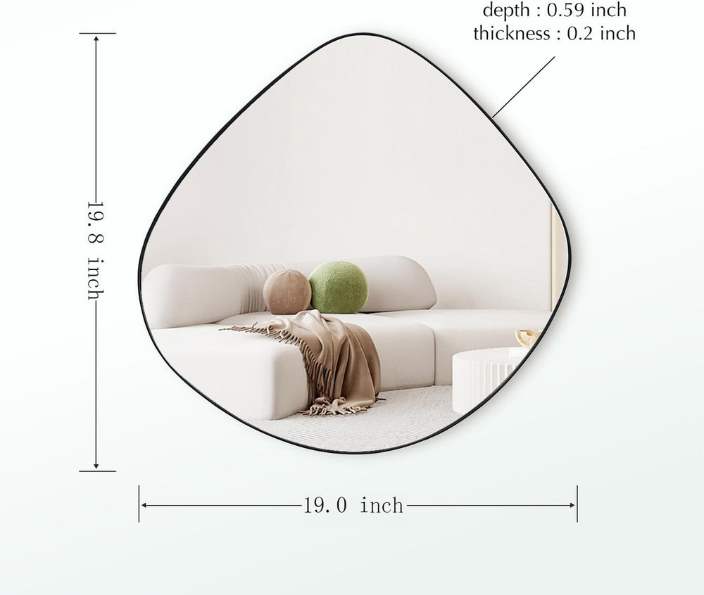 Irregular Wall Mirror Matel Matte Black Framed Wall Mirror for Living Room Be...