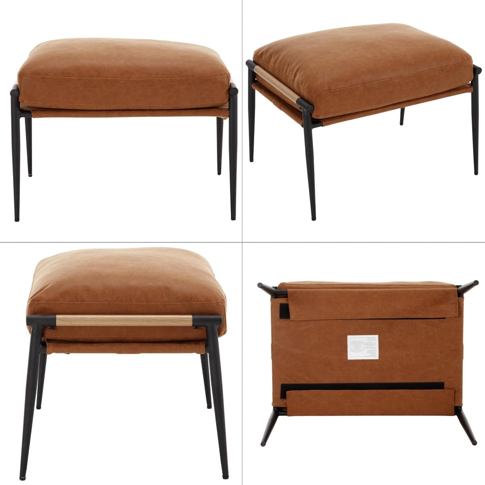 Ya-Home Mid-Century Ottoman, Soft PU Leather Entryway Bench Ottoman Foot Rest...