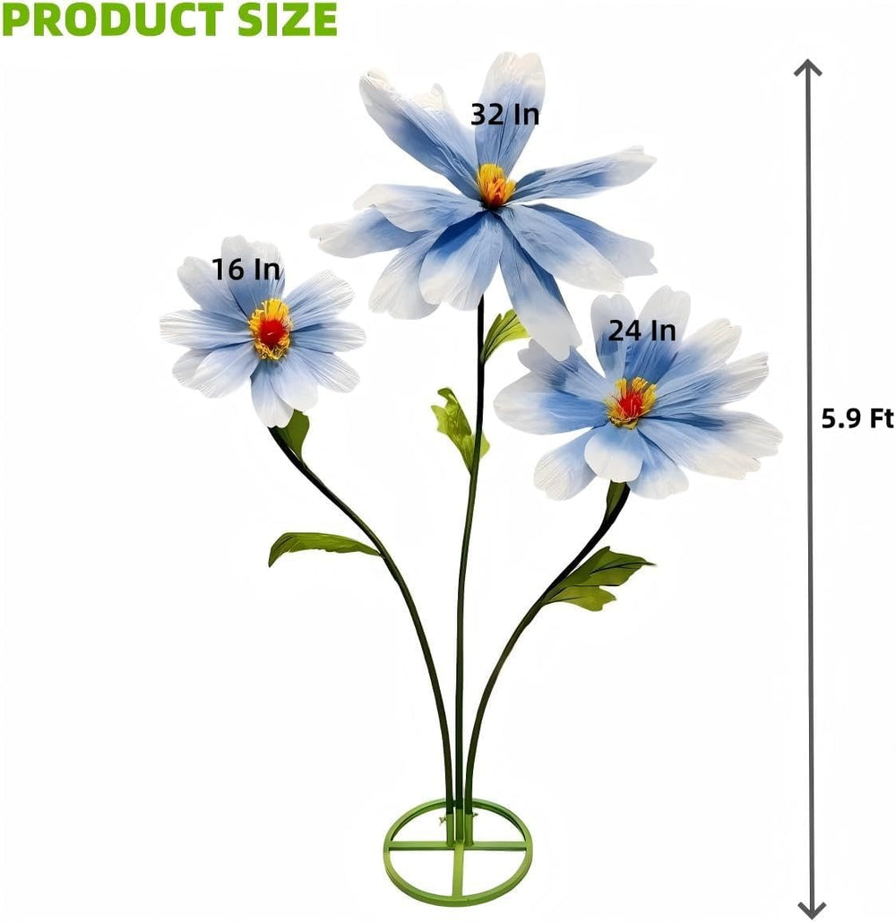Giant Fake Artificial Flowers Decoracion Set - 5.9 Ft Adjustable Waterproof 3...