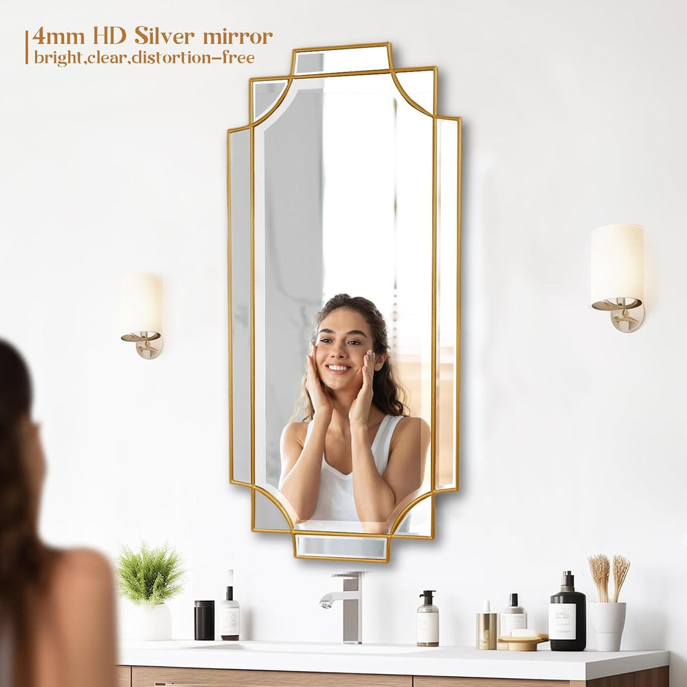 Gold Mirror for Wall, 24"x48" Large Decorative Mirrors for Wall Dec...