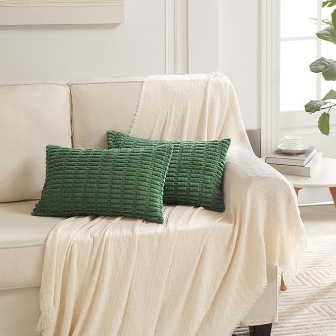 Fancy Homi Set of 4 Green Lumbar Rectangle Decorative Throw Pillow Covers 16x24 - Image 6