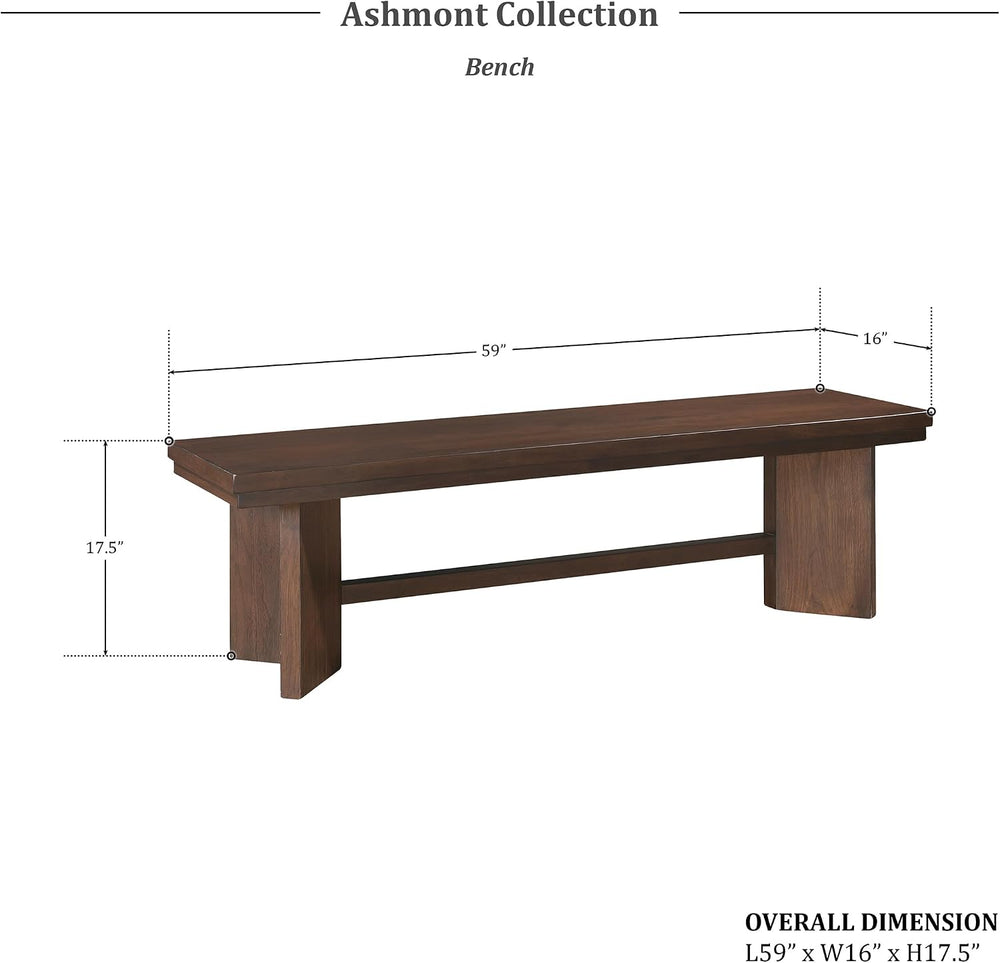 Lexicon Dining Bench for Dining Room Table, 59" Wood Bench for Home and ...