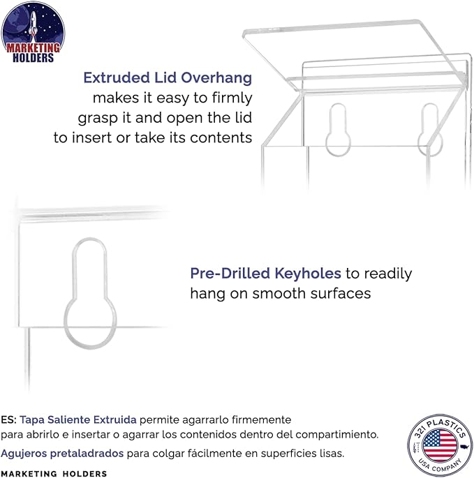 Outdoor Brochure Holder Holds 4" x 9" Advertising Trifolds Clear Acrylic Wall - Image 7