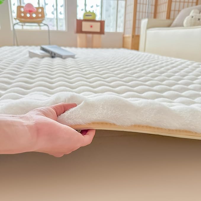 White Rabbit Plush Rug 5'x8', Fluffy Faux Fur Shaggy Area Rug - Image 7