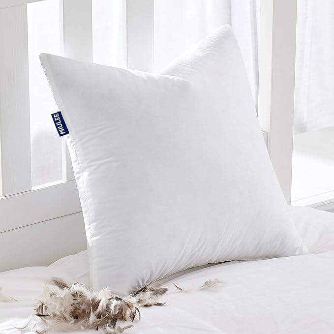 MIULEE Feather Pillow Insert 18x18, Decorative Down Throw Pillow Insert Fluffy by MIULEE