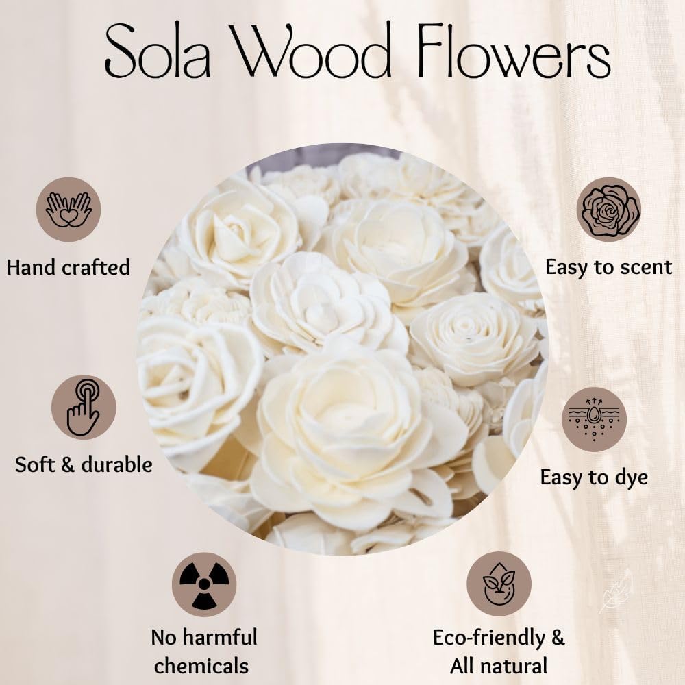 Sola Wood Flowers - Random Assortment (No Bark) - 100 pcs, Artificial Flowers...