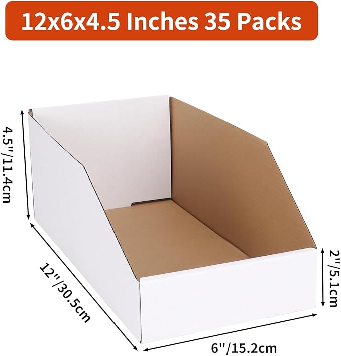 ZBEIVAN Cardboard Storage Bins Boxes 35 Packs 12x6x4.5 Inches, Easy Assembly - Image 2
