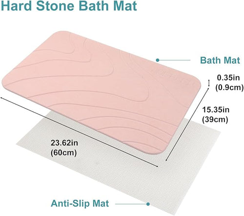 2 Pack Diatomaceous Earth Shower Mat, Stone Bath Mat, Nonslip Super Absorbent - Image 2