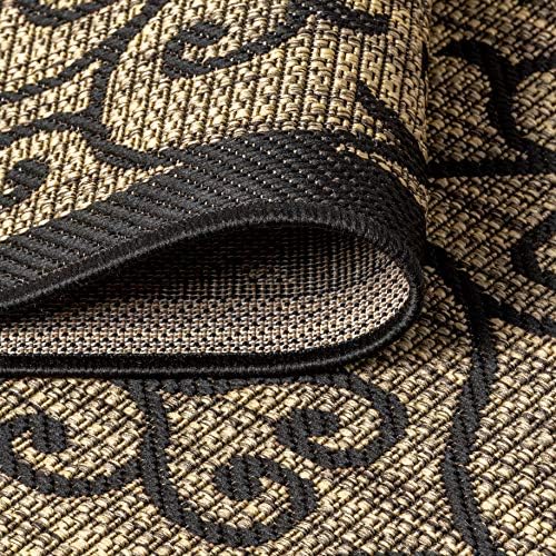 JONATHAN Y Vintage Filigree Indoor Outdoor Area Rug 8X10 Black/Khaki, Madrid ...