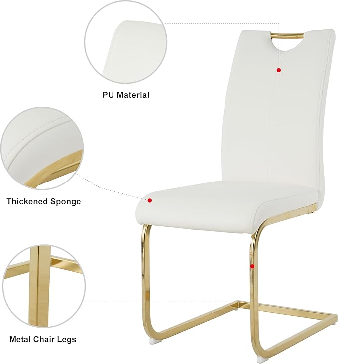 Goujxcy Dining Chairs Set of 6, Modern High Back Kitchen Chairs with Metal Le...