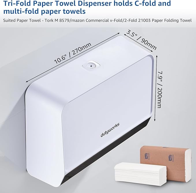 Paper Towel Dispenser Wall Mounted, Trifold/C Fold/Z Fold Paper Towel Holder - Image 2