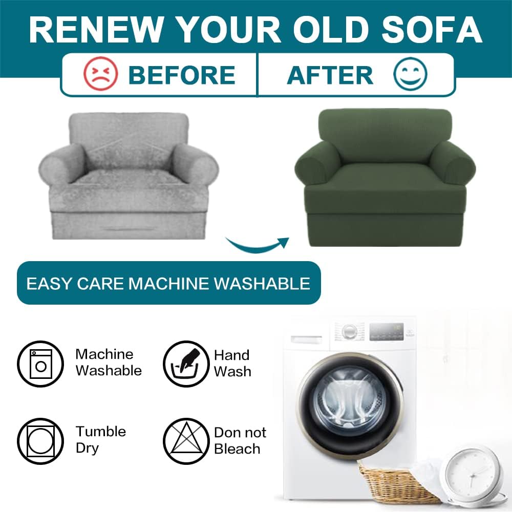 Turquoize T Cushion Chair Slipcover Armchair Slipcover for Living Room Stretc...