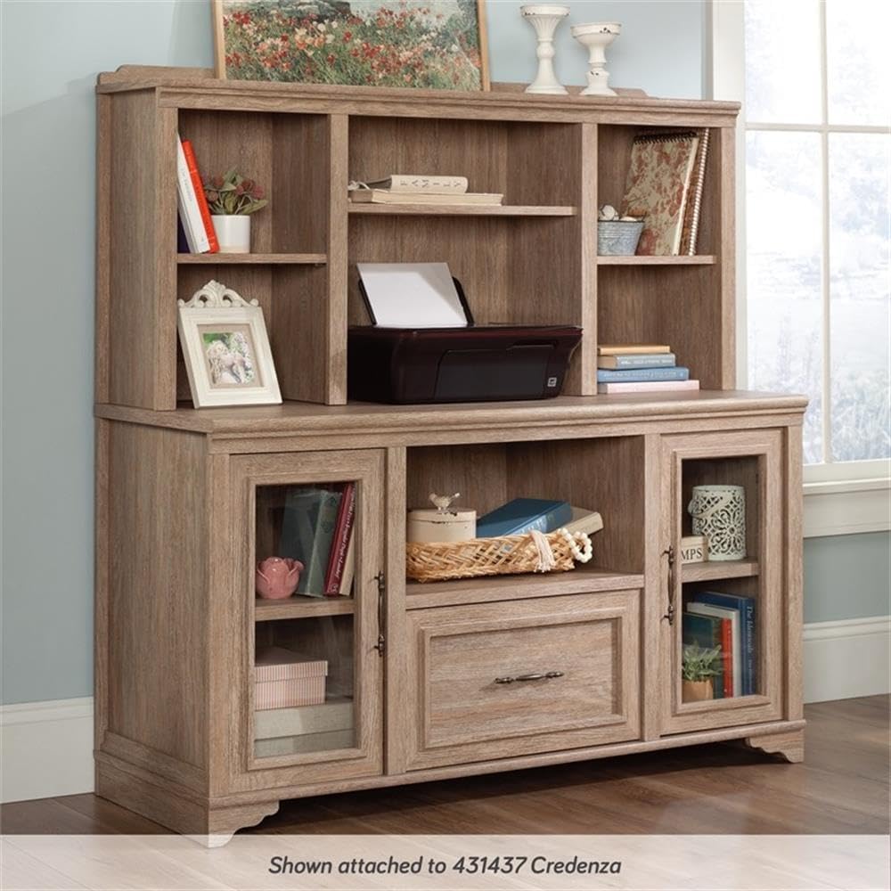 Sauder Rollingwood Engineered Wood 54" Hutch in Brushed Oak Finish