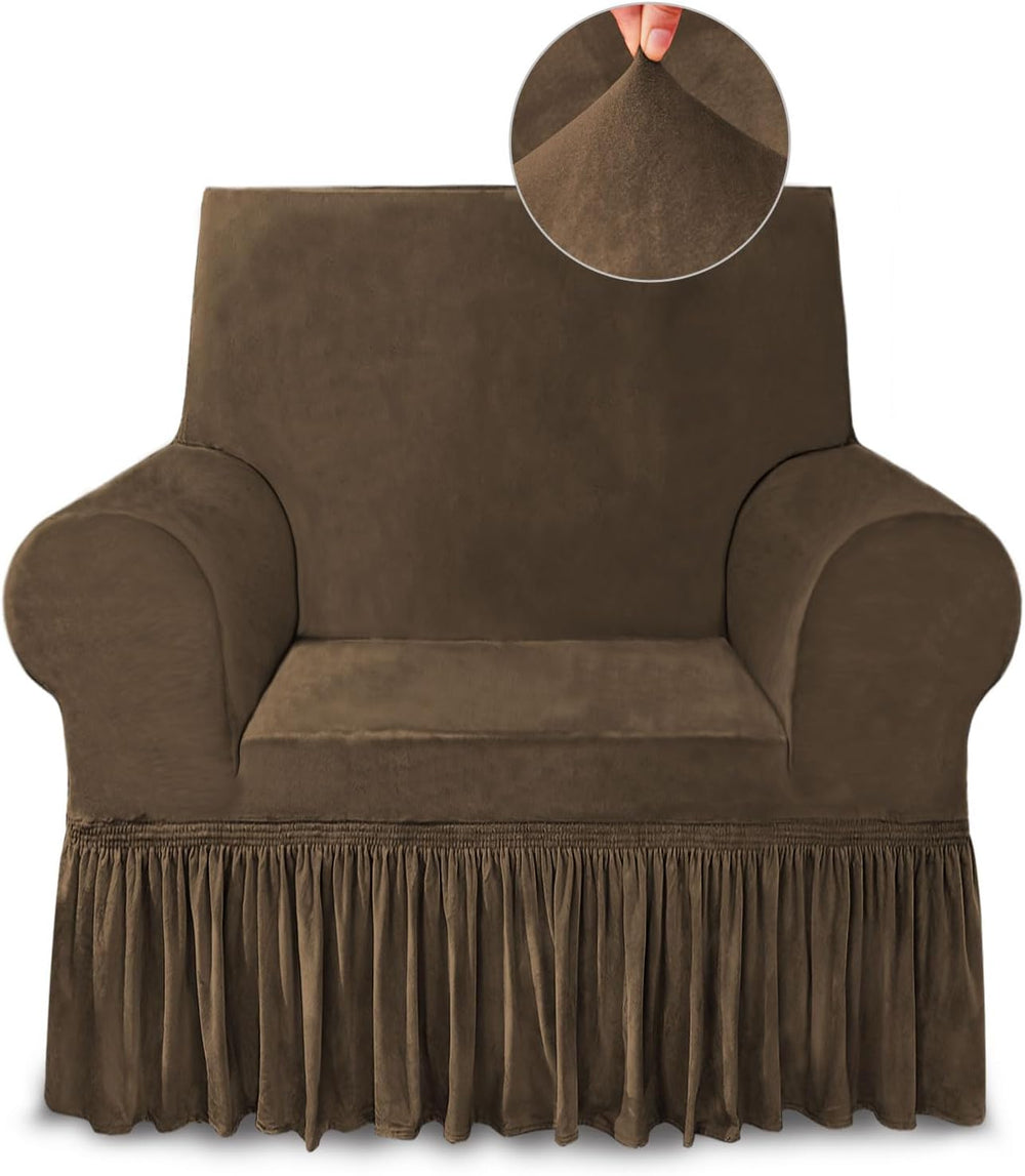 NICEEC Brown Armchair Covers Arm Chair Cover Armchair Slipcovers with Skirt