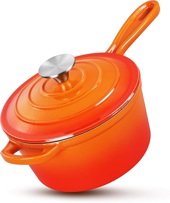 HaSteeL 2 QT Cast Iron Saucepan, Mini Enamel Dutch Oven by HaSteeL