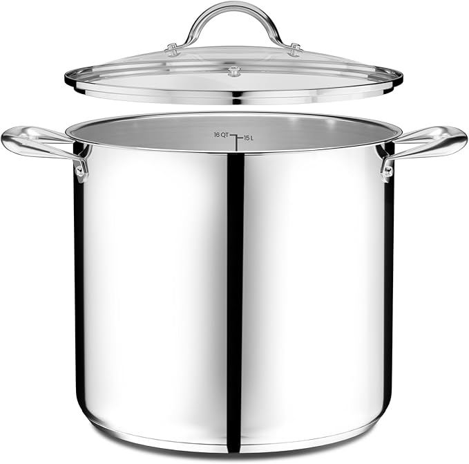 Stainless Steel Stockpot with Tempered Glass Lid 16 Quart, Durable 18/0 - Image 8