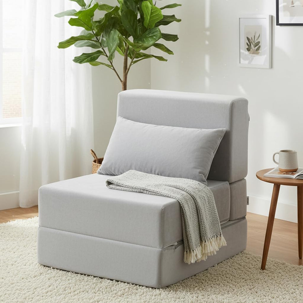 Folding Sofa Bed, Convertible Sleeper Chair, No Assembly (Gray)