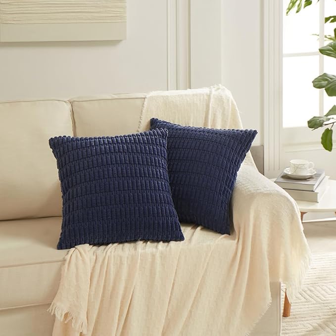Fancy Homi 4 Packs Navy Blue Decorative Throw Pillow Covers 20x20 Inch - Image 6