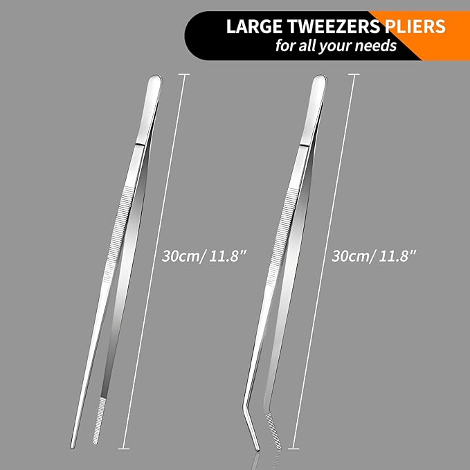 2-Piece Kitchen Tongs Set: Straight & Curved Edge Stainless Steel Non-Slip Grip - Image 2