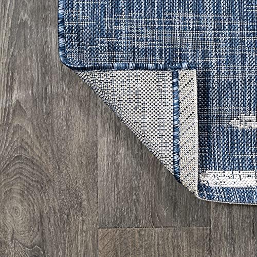 JONATHAN Y Stripe Geometric Indoor Outdoor Area Rug 8X10 Blue/Ivory, Zolak Be...