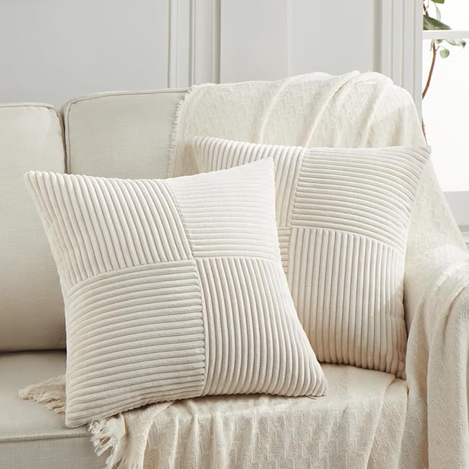 Fancy Homi 2 Packs Cream Samll Decorative Throw Pillow Covers 14x14 Inch by Fancy+Homi