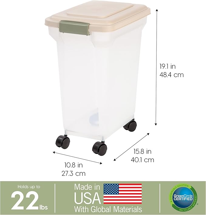 IRIS USA Airtight Dog Food Storage Container, WeatherPro, Removable Wheels - Image 3
