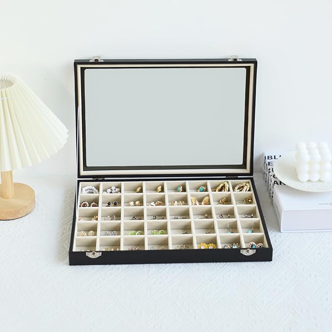 Stratalife Jewelry Organizer 40 Grid Beige Black Jewelry Tray - Image 6