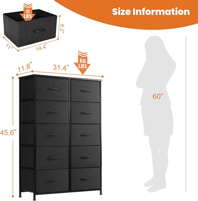 Sweetcrispy Tall Dresser for Bedroom, Drawer Dresser Organizer Storage Drawers - Image 3