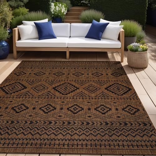 Beverly Rug Waikiki Boho Indoor Outdoor Rug 5x7, Washable Outside Carpet for ...