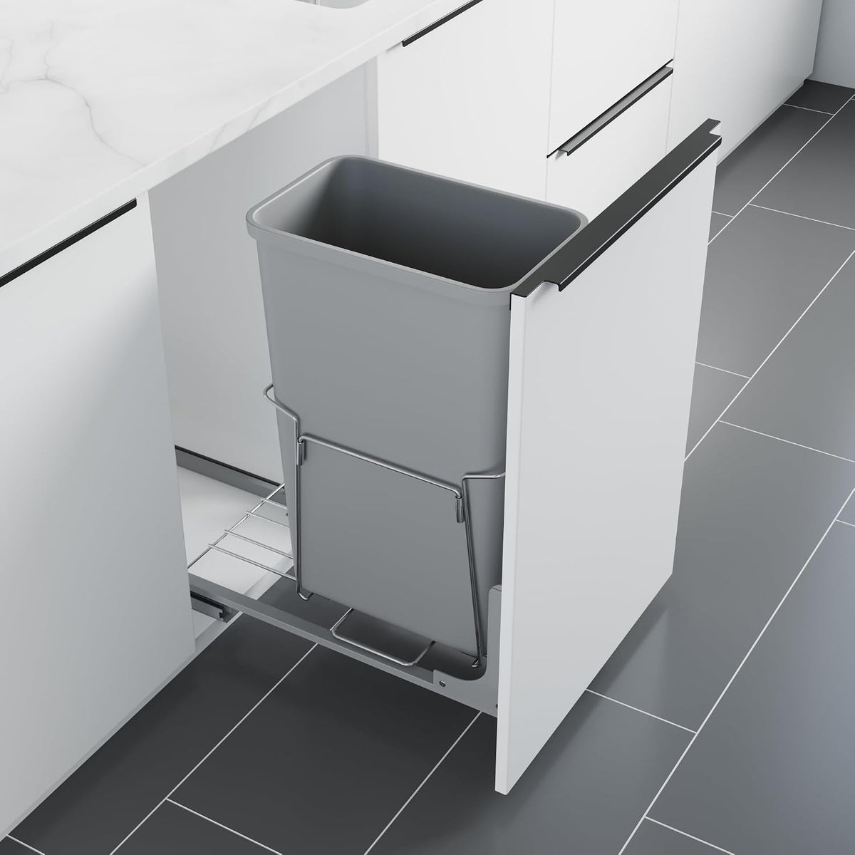 Dowell B15 Aluminum Base Wastebasket Pullout