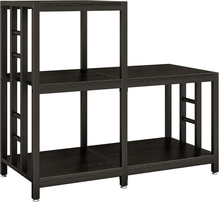 METYERRY 5-Tier Mini Fridge Stand, Bakers Rack with Storage,Multi-Purpose Microwave Stand,Mini Fridge Cabinet,Mini Fridge Shelf for Office,Kitchen,Living Room,Coffee Bar,Black