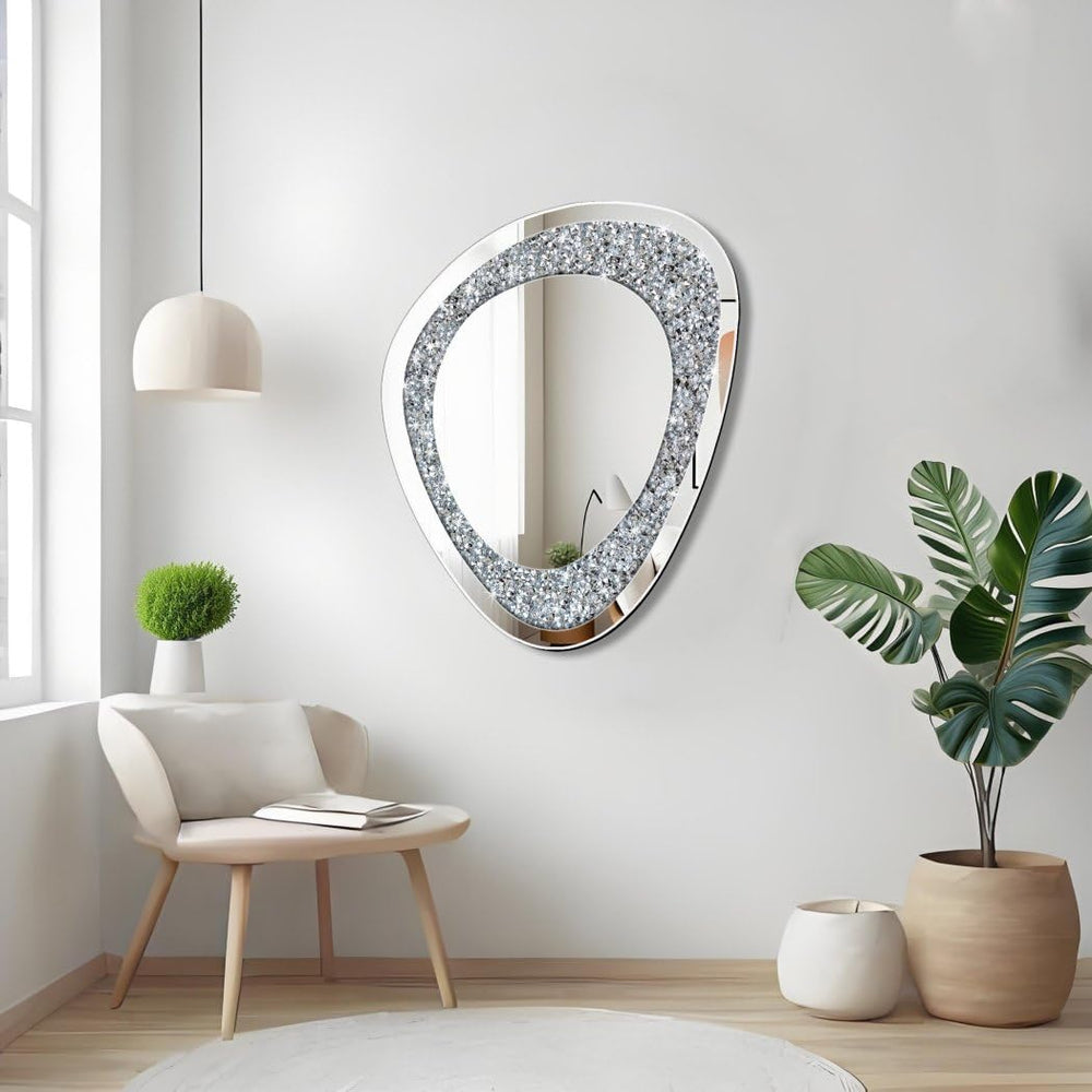 DMDFIRST Modern Irregular Shaped Wall Mirror – 21.6x16 Inch Decorative Oval D...