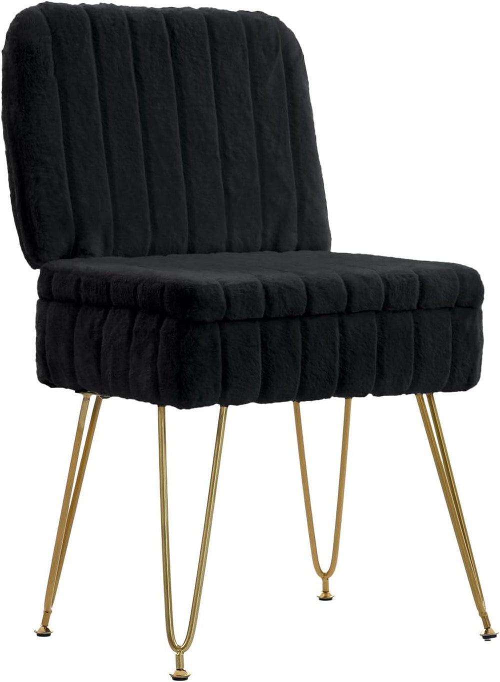 Vanity Chair with Storage | Comfy Ottoman with Folding Back