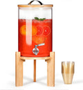 Glass Beverage Dispenser with Bamboo Stand and Lid, Iced 2.1 Gallon Drink by StrirumoHome