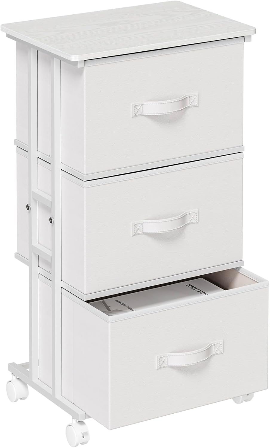 OLIXIS Dresser Storage with 3 Drawers, Fabric Dresser Tower, White