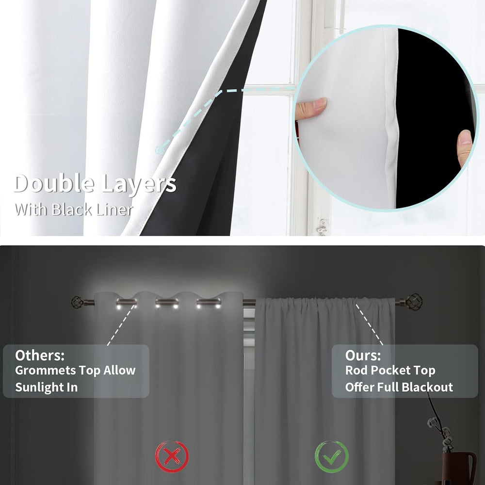 BGment White Blackout Curtains for Bedroom 45 Inch Long 2 Panels