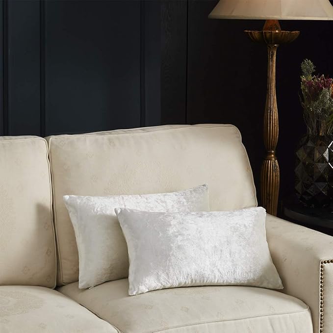 GIGIZAZA White Velvet 12x20 Lumbar Decorative Throw Pillow Covers Cases - Image 6