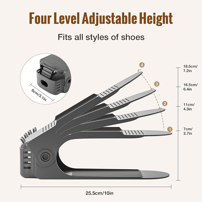 Neprock Shoe Slots Organizer, Shoe Rack Space Saver Organizador De Zapatos Grey - Image 2